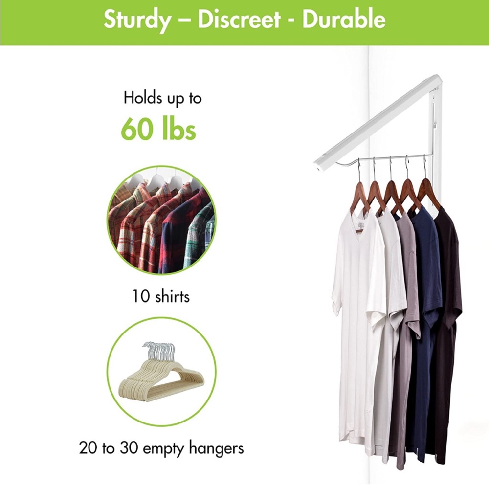 InstaHanger Foldable Clothes Drying Rack  Closet Organizer - 1 Pack  Wall Mount